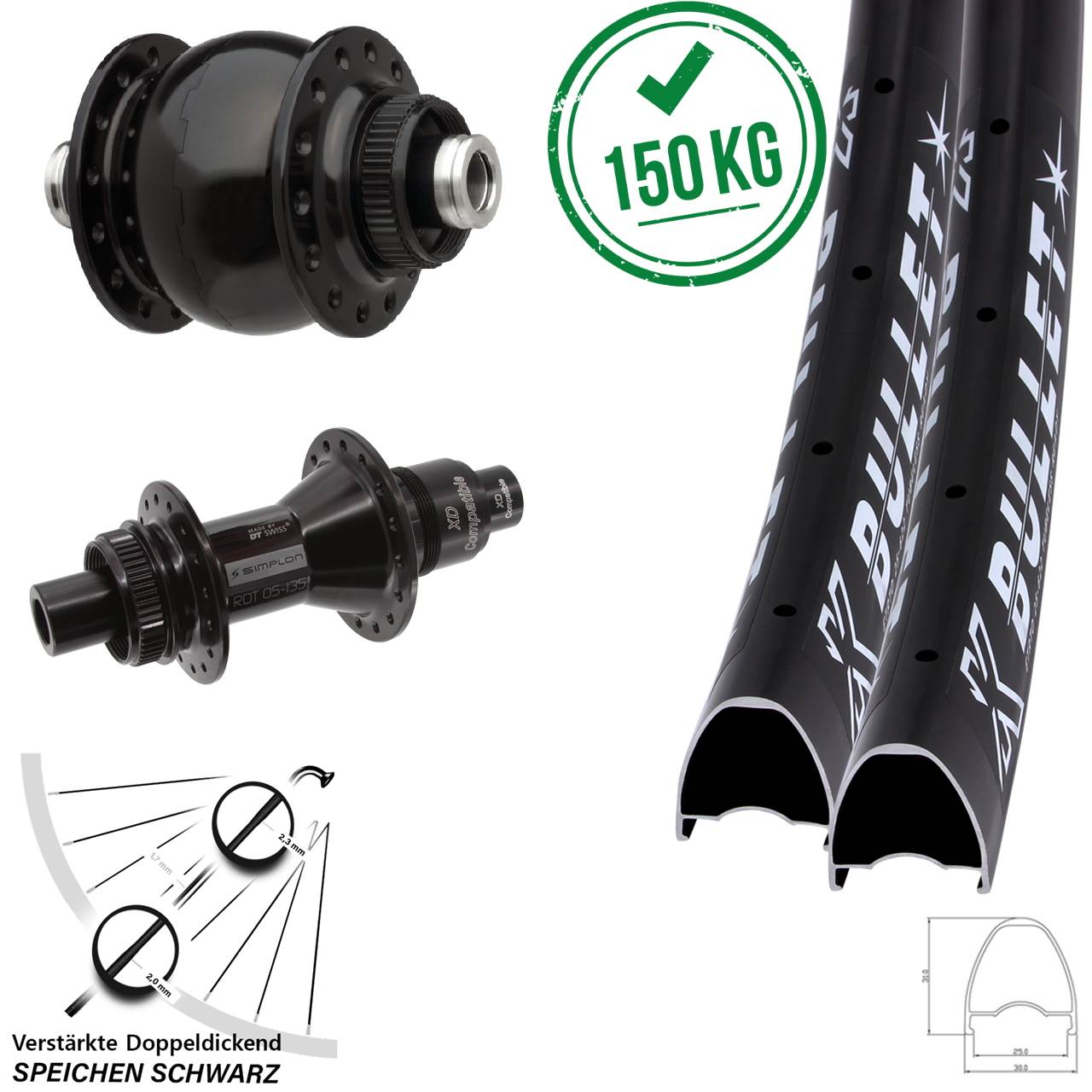 KX Bullet OS DT Swiss 370 SONdelux 28-29 Zoll Laufradsatz Centerlock 12x100/142 XD