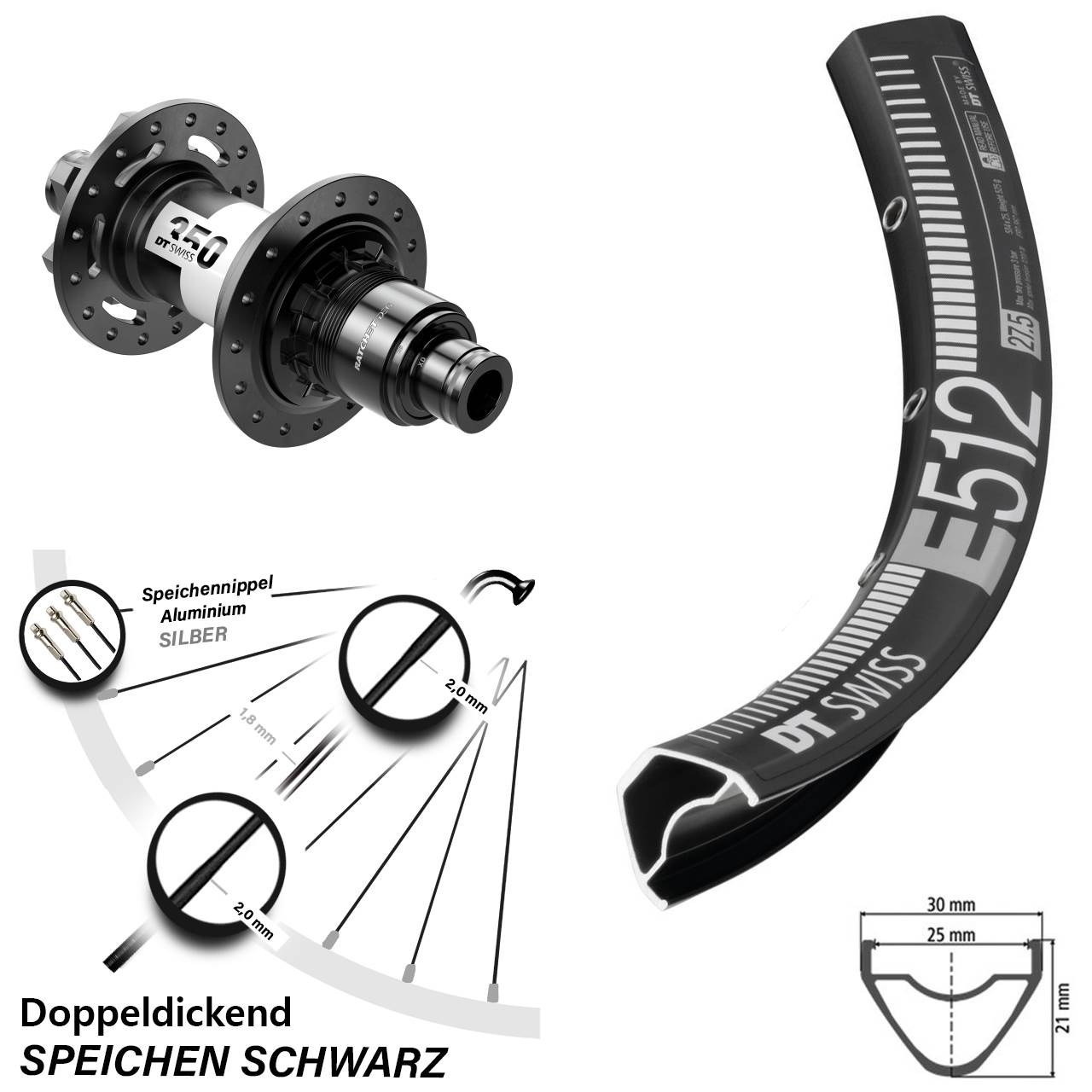29 Zoll DT Swiss E512-350 DEG72 Disc Laufrad 12x148 XD