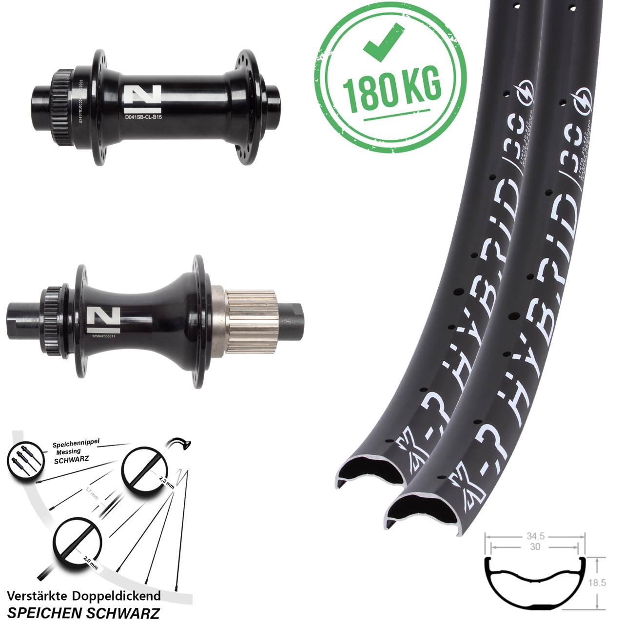 29 Zoll KX-R Hybrid 30 Novatec D041 D462SB Disc Laufradsatz Boost Micro Spline