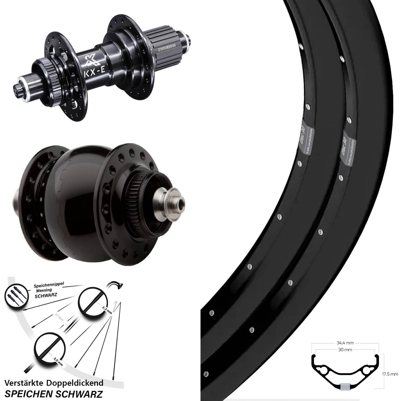 29 Zoll Ryde Disc 30 KX-E SON 28 Laufradsatz Centerlock QR Micro Spline