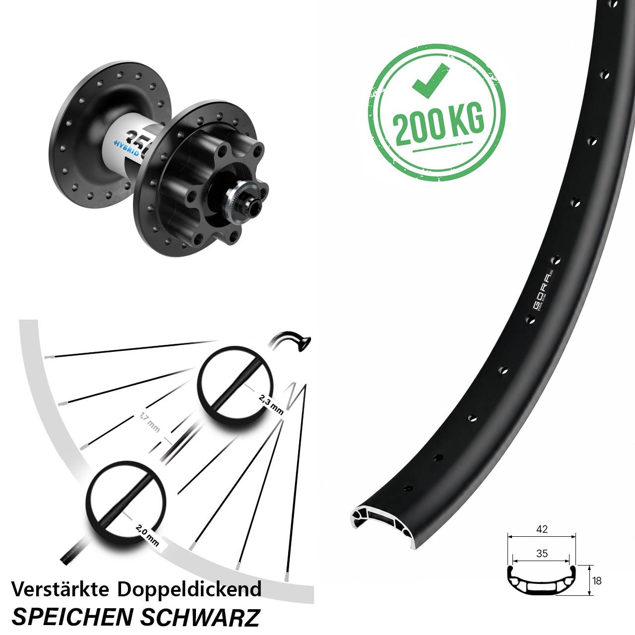 Vorderrad 6-Loch 27,5 Zoll Gora 35 Heavy Duty DT Swiss 350 Hybrid QR