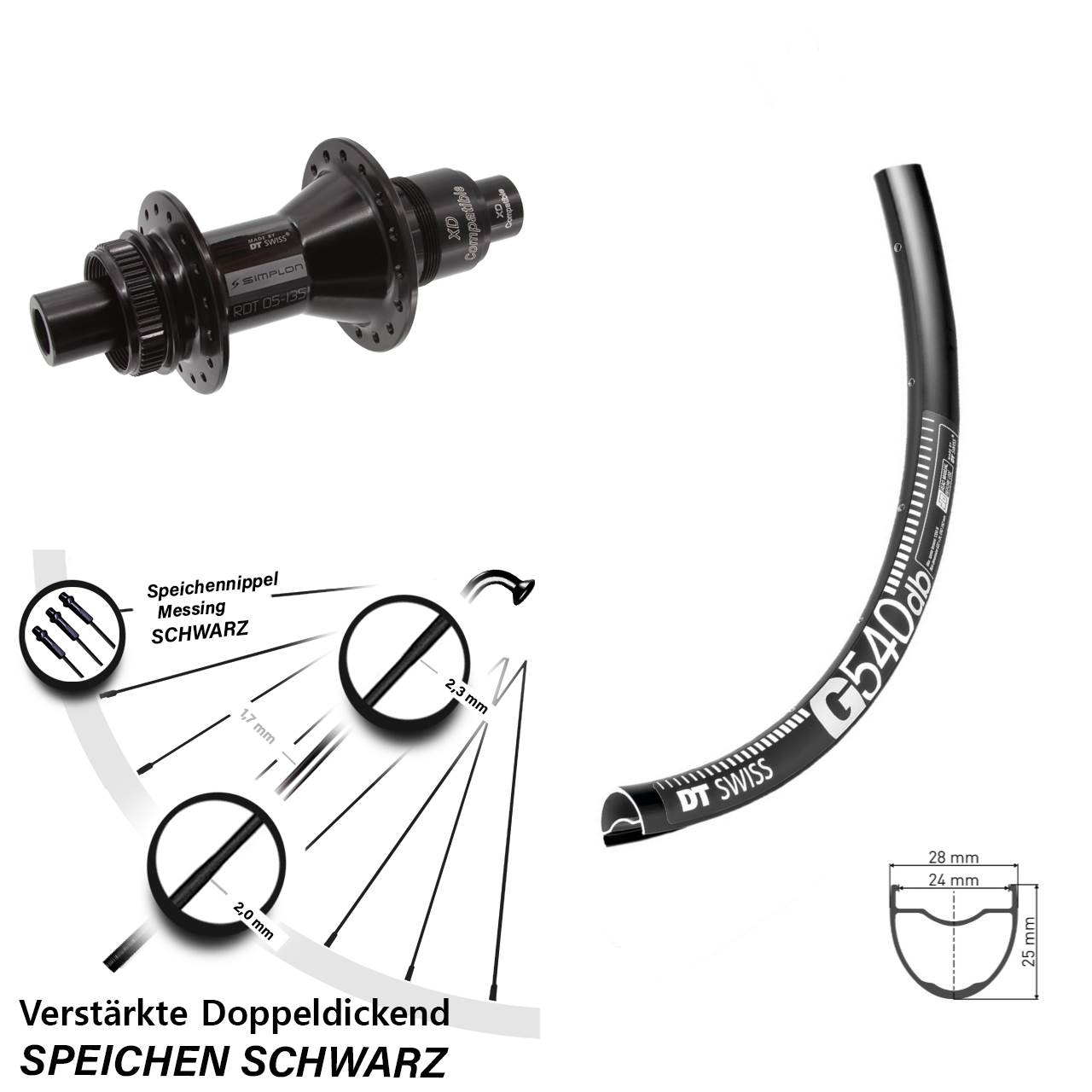 DT Swiss G540 DT Swiss 370 28 Zoll Centerlock Hinterrad 12x142 XD