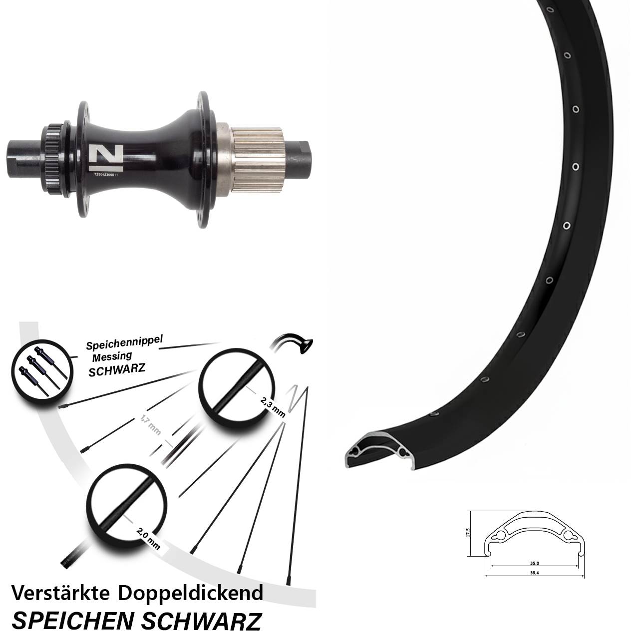 29 Zoll Ryde Disc 35 Novatec D462 Hinterrad Centerlock 12x148 Shimano Micro Spline
