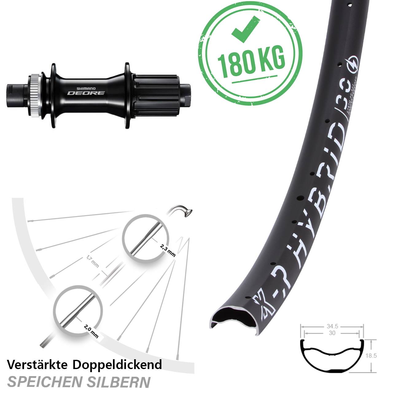Disc Hinterrad 12x148 29 Zoll KX-R Hybrid 30 Shimano Deore FH-M6010-B 8-11 fach