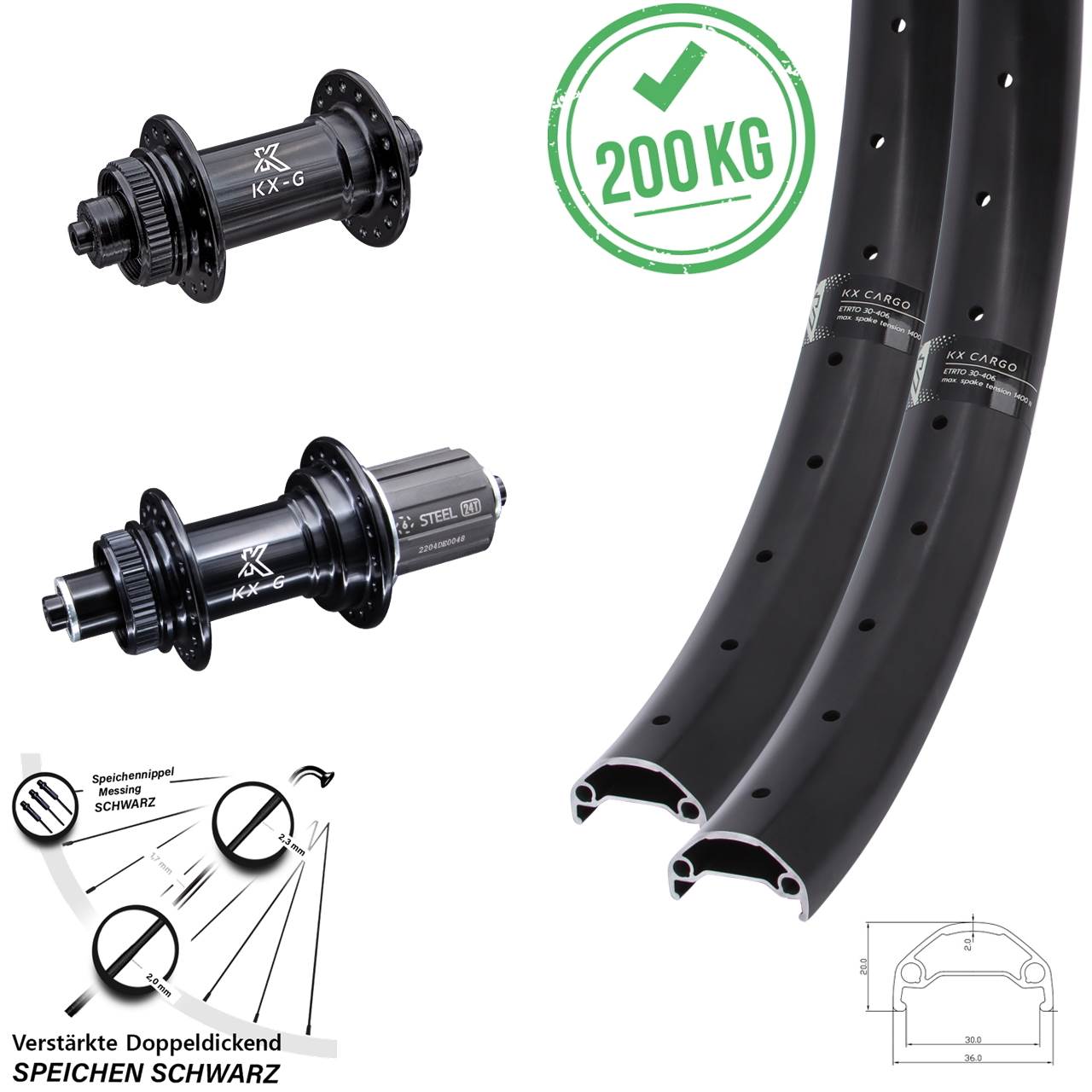 Disc 29 Zoll Laufradsatz für Schnellspanner KX-GS Cargo verstärkt 8-12 fach