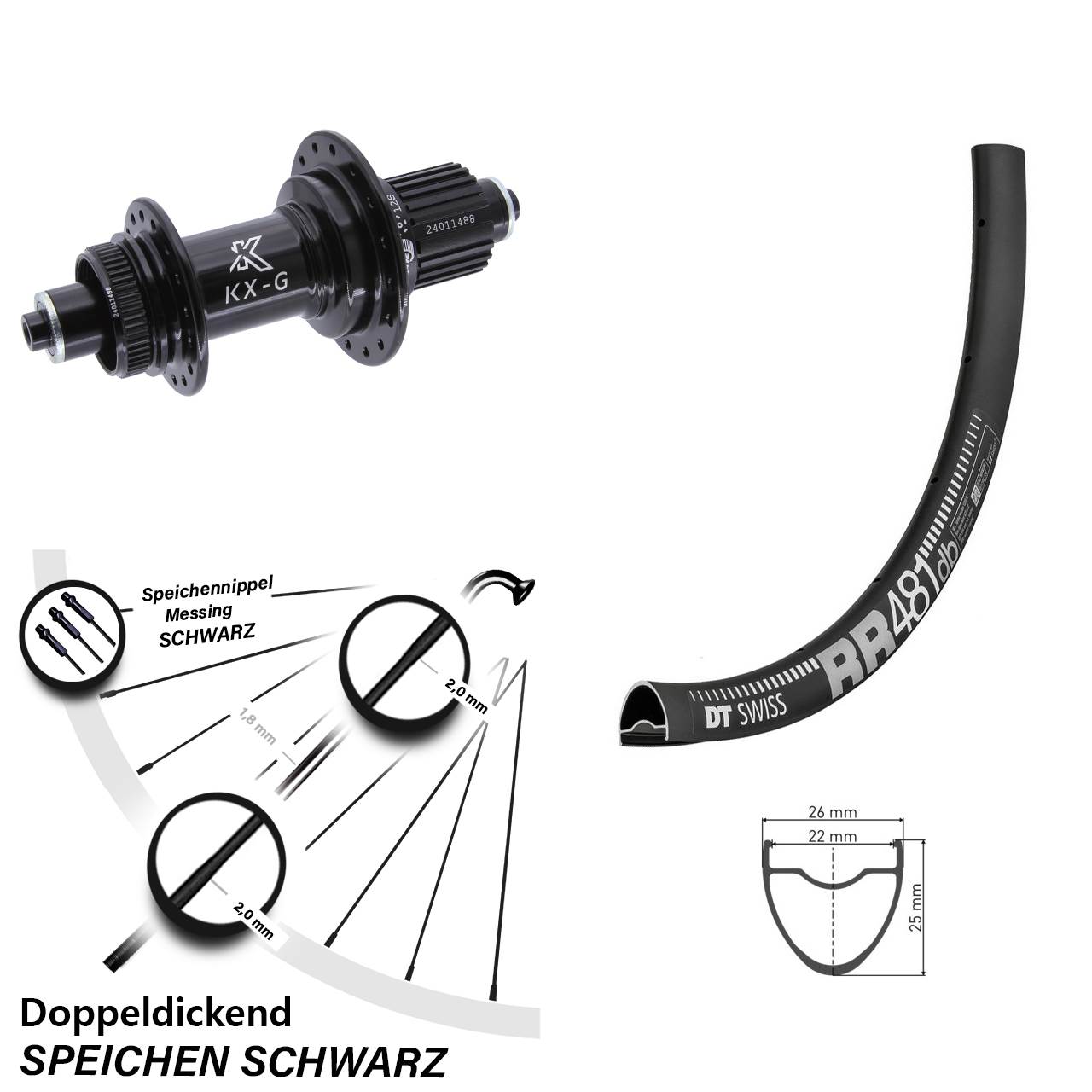 DT Swiss RR481 KX-G 28 Zoll Disc Laufrad QR Shimano Micro Spline
