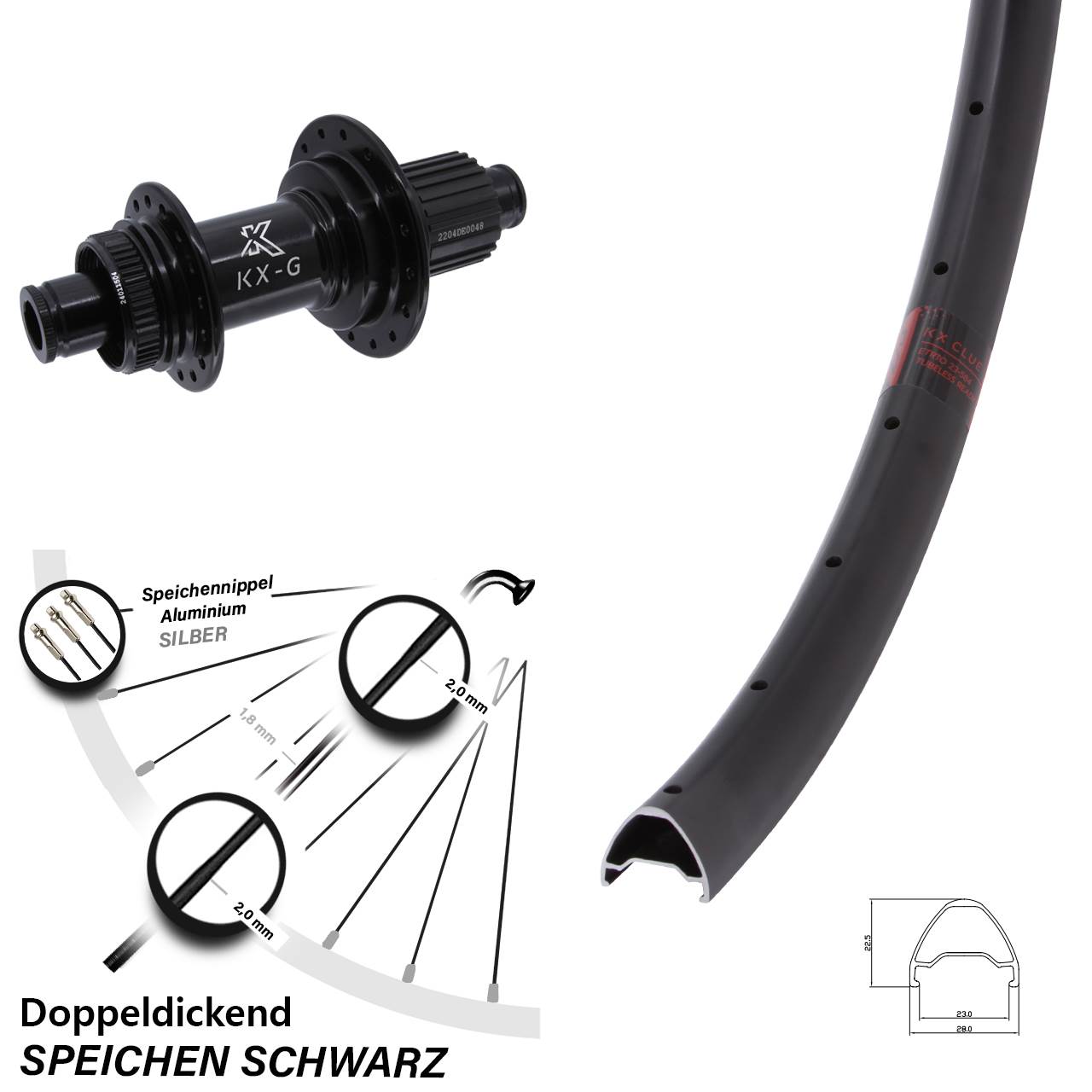 Hinterrad Centerlock 28 Zoll KX-GS Clue Heavy Duty Micro Spline 12x142