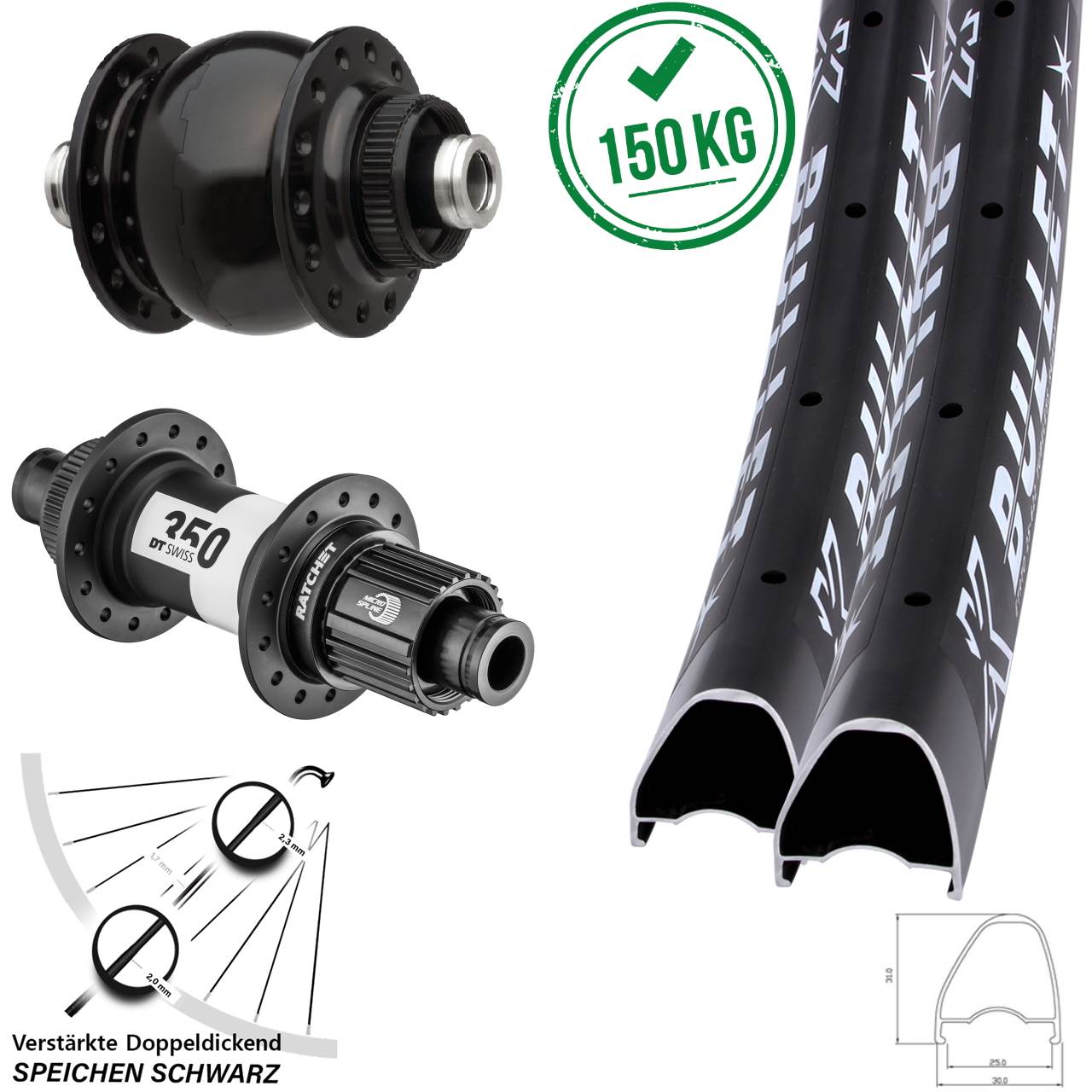 Disc Laufrad-Satz 12x100/142 28-29 Zoll KX Bullet OS DT Swiss 350 SONdelux Micro Spline