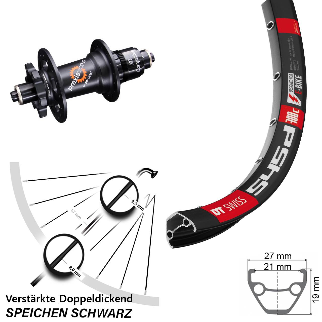Hinterrad 6-Loch 28 Zoll DT Swiss 545d-350 SRAM XD für Schnellspanner