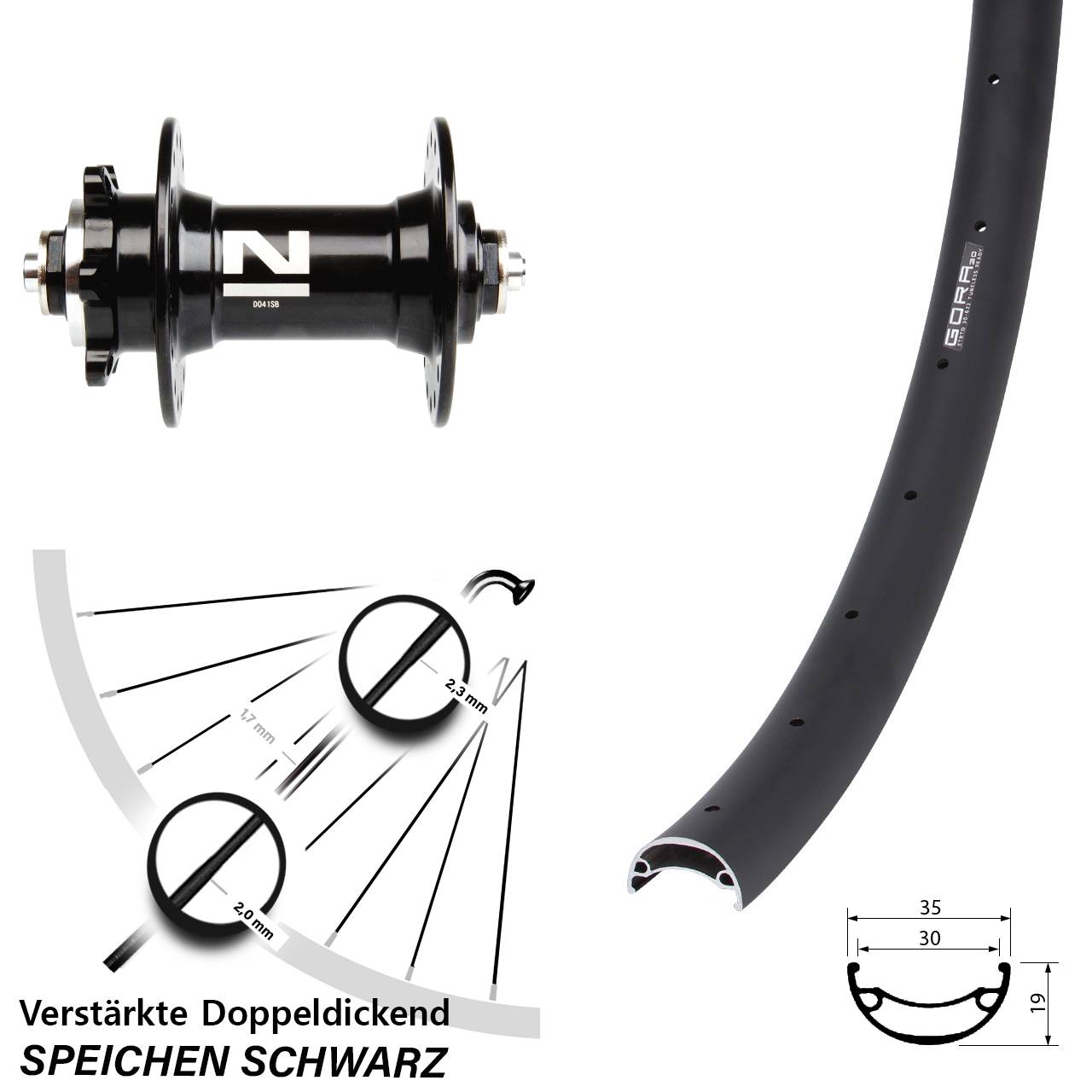 Vorderrad 6-Loch für Schnellspanner 29 Zoll Gora 30 Novatec D-041