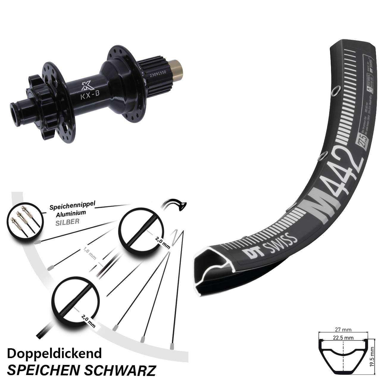 Disc Laufrad 28 Zoll DT Swiss M 442 KX-B Micro Spline 12x148
