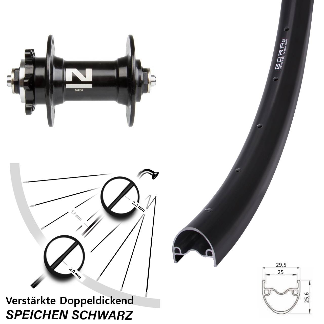 Gora 25 Novatec D041 29 Zoll Disc Laufrad QR