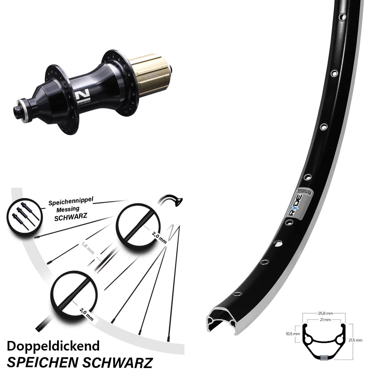 Hinterrad 26 Zoll Ryde ZAC 421 Novatec F162 8-12 fach HG QR