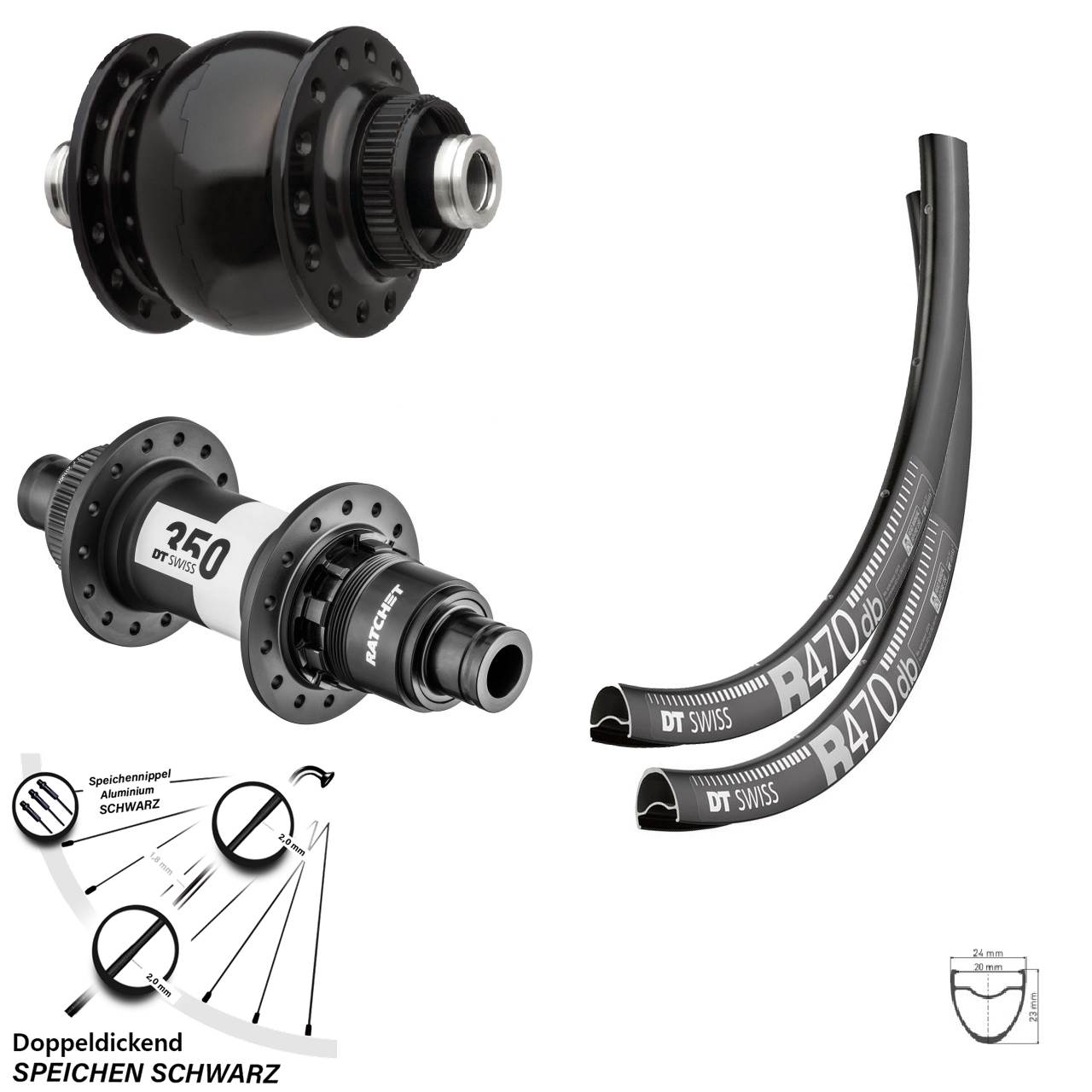 DT Swiss R470-350 Road SONdelux 28 Zoll Disc Laufradsatz 12x100/142 XDR 11-12 fach