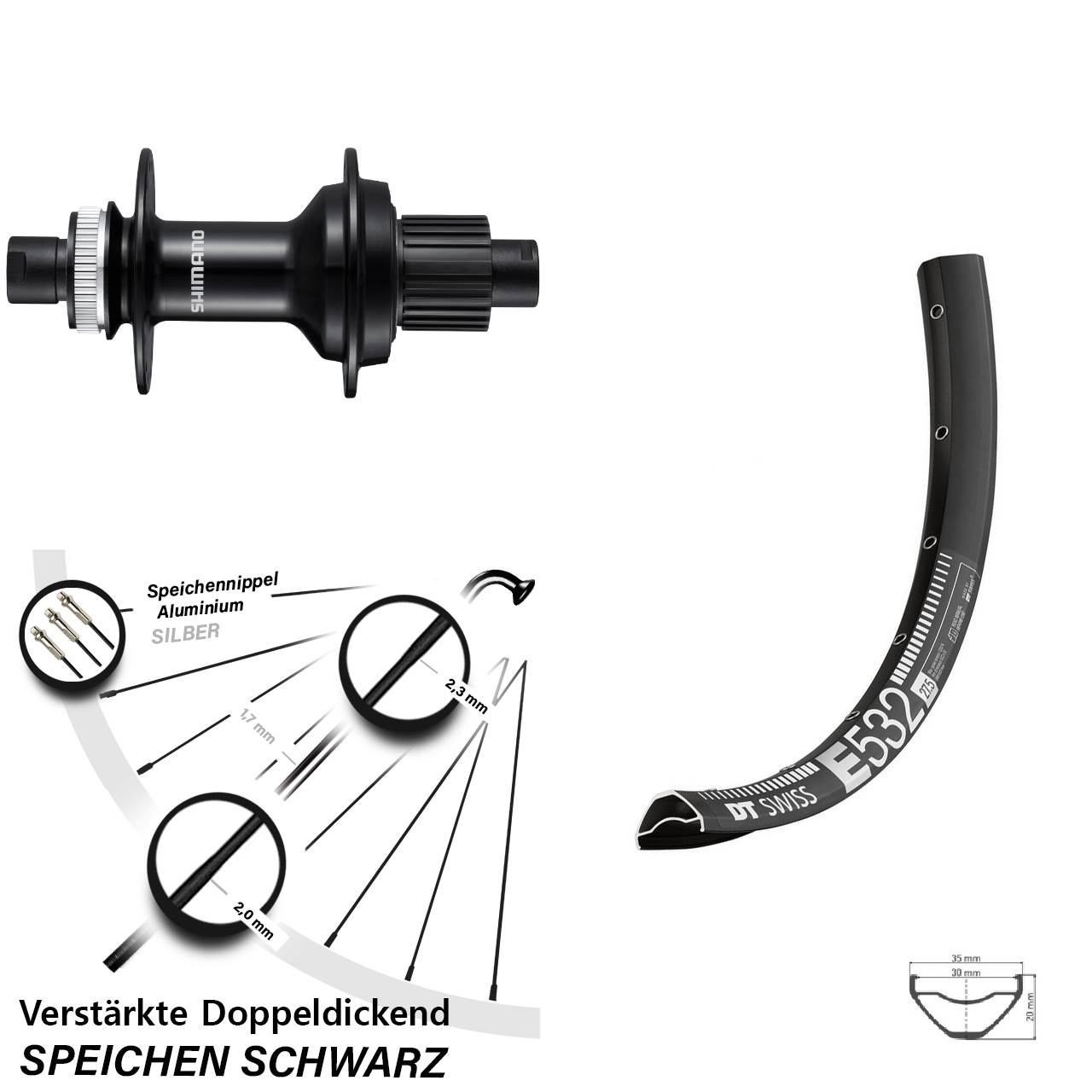 Hinterrad Centerlock 29 Zoll DT Swiss E532 Shimano FH-MT510B Micro Spline 12x148