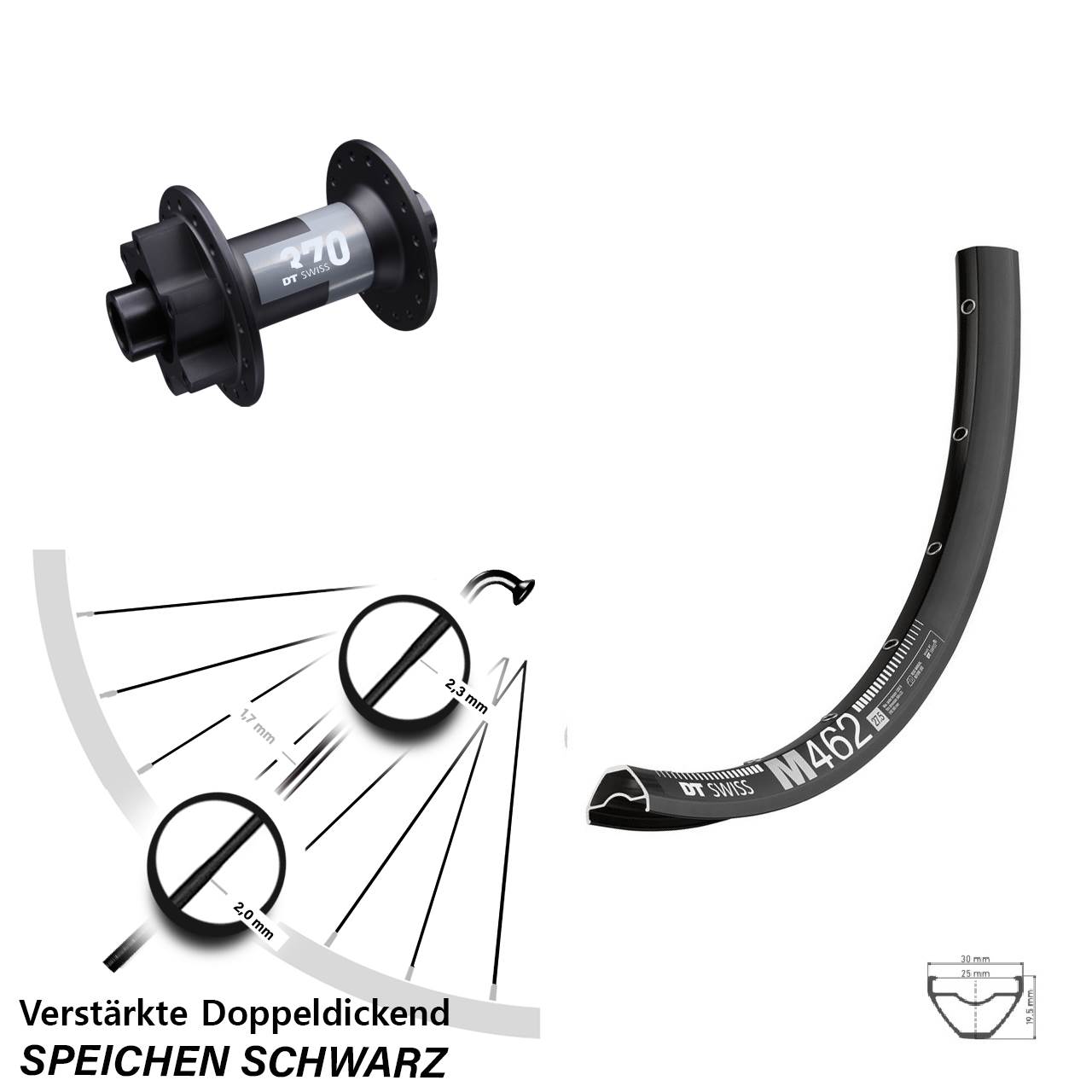 29 Zoll Laufrad 6-Loch DT Swiss M462-370 15x100