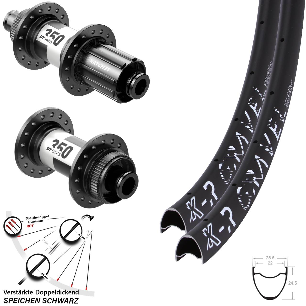 Disc Laufradsatz 29 Zoll KX-R Gravel DT Swiss 350 Road 11-12 fach HG 12x100/142