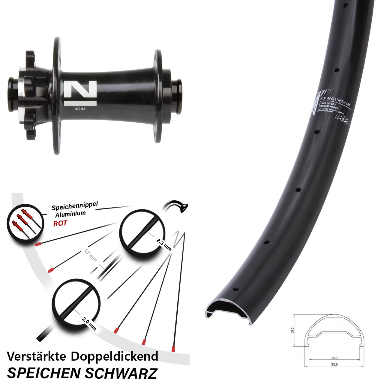 Vorderrad 6-Loch 29 Zoll KX Mountain TR Novatec D791 15x100