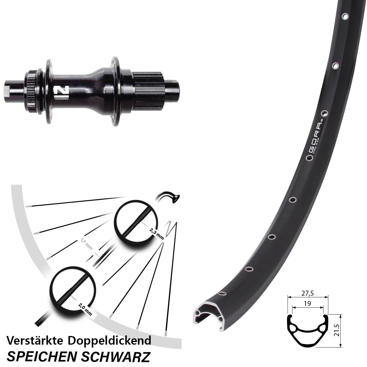 Hinterrad Centerlock 26 Zoll Gora 19 Novatec D792 Shimano Micro Spline 12x142