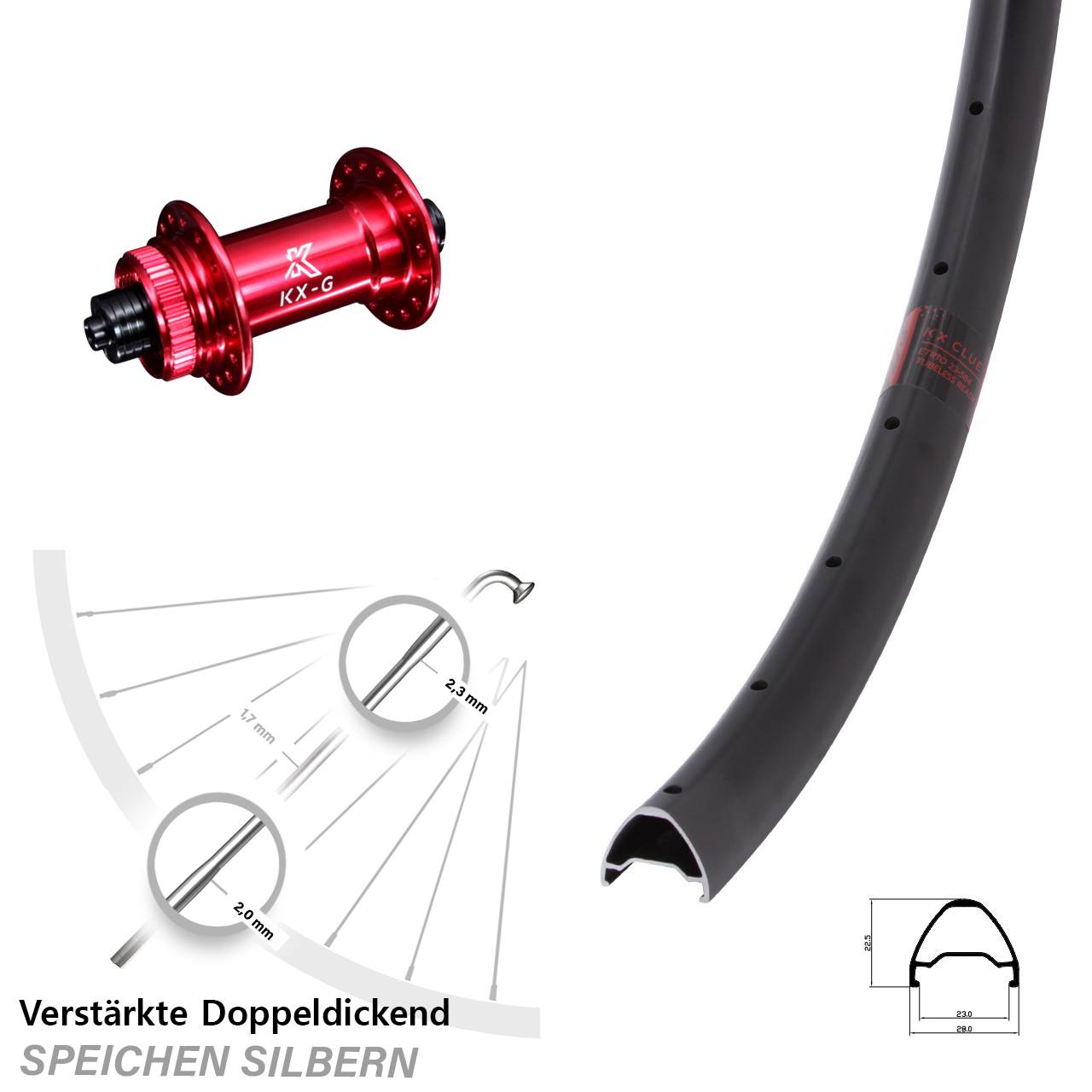 29 Zoll KX Clue verstärkt rot Disc Vorderrad für Schnellspanner