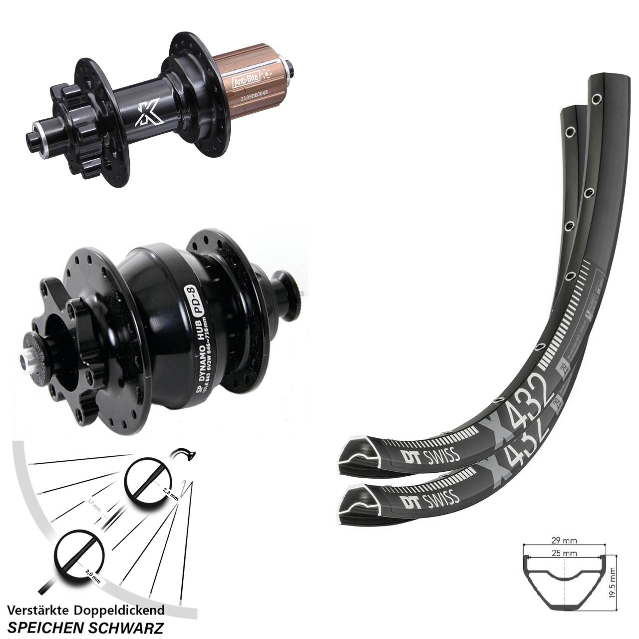 DT Swiss X 432 KX-M SP PD-8 29 Zoll Disc Laufradsatz QR 8-12 fach HG