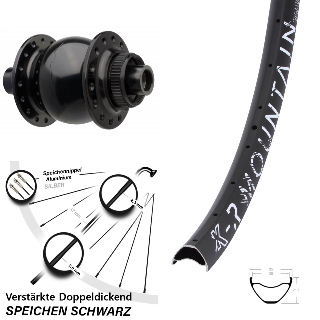 650B KX-R Mountain SON 28 Vorderrad Centerlock mit Nabendynamo 15x110 Boost