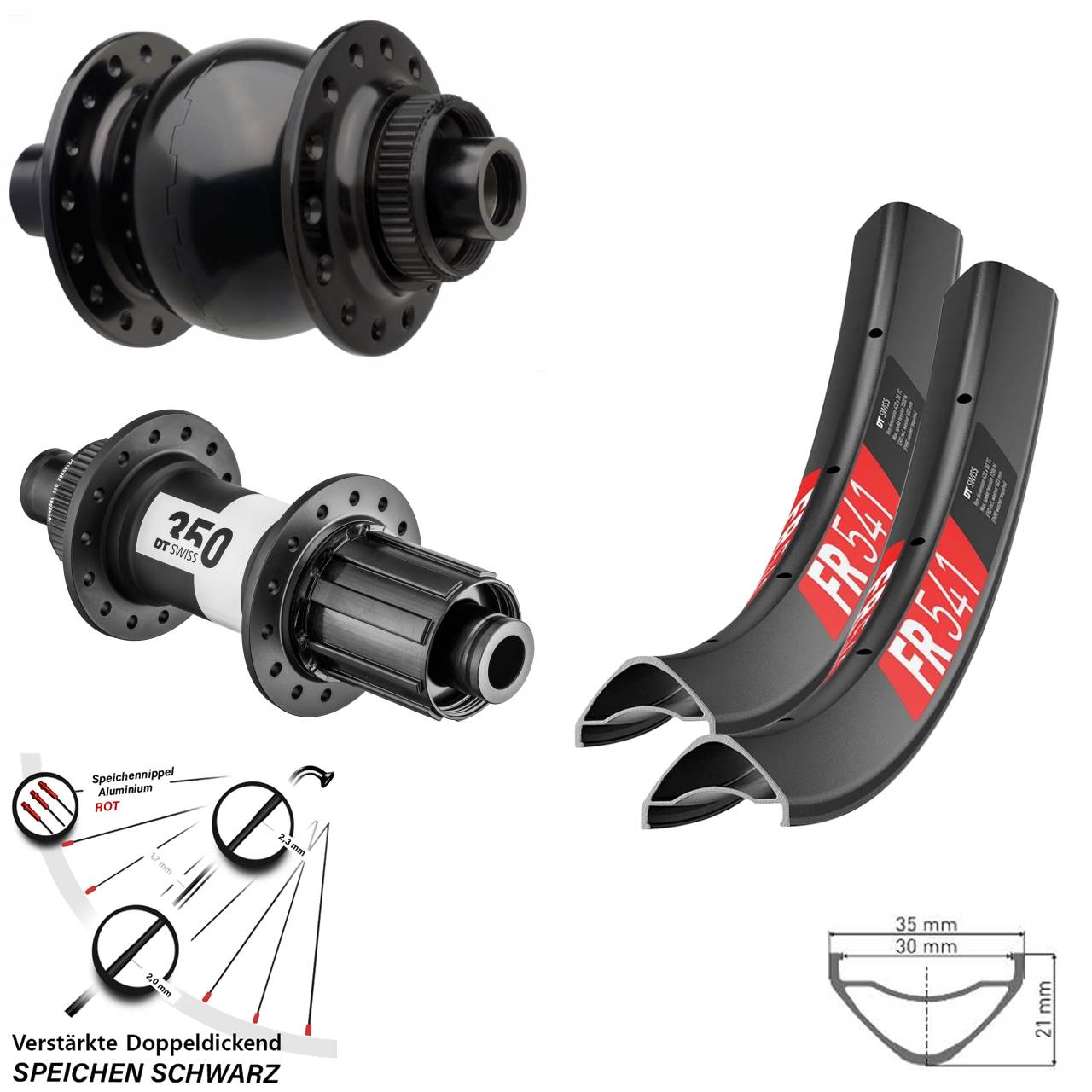 Laufradsatz Centerlock 27,5 Zoll DT Swiss FR541 350 SON 28 8-11 fach HG Boost