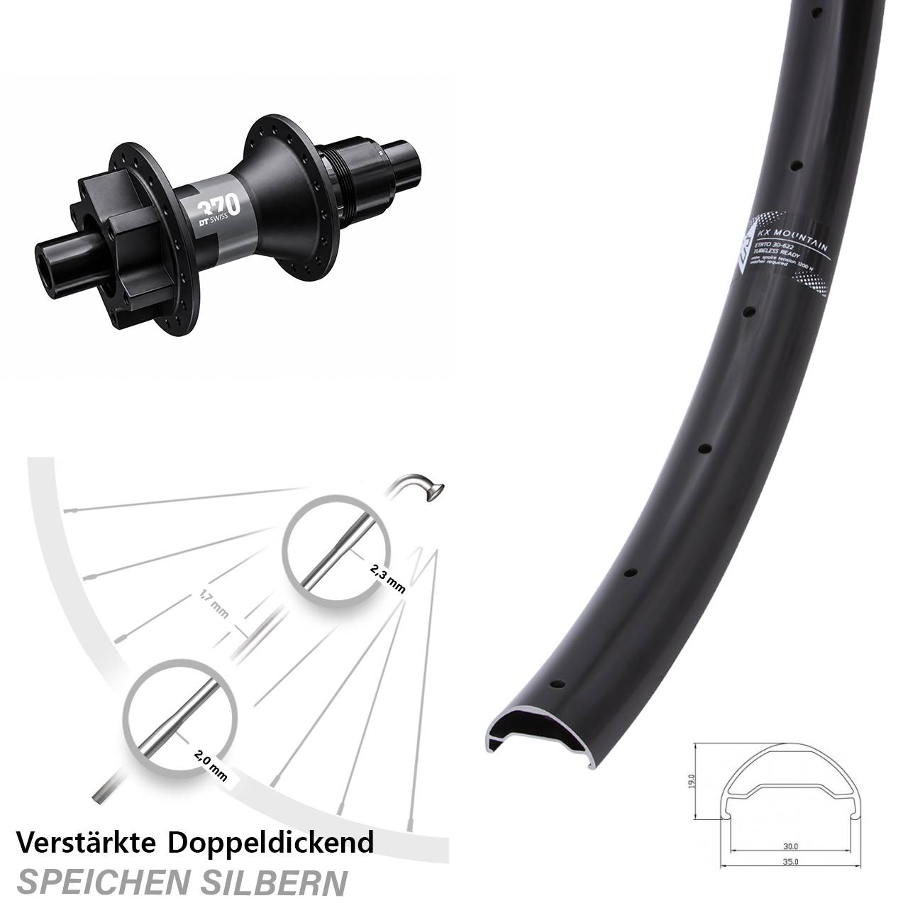 Disc Hinterrad 12x142 29 Zoll KX Mountain DT Swiss 370 SRAM XD