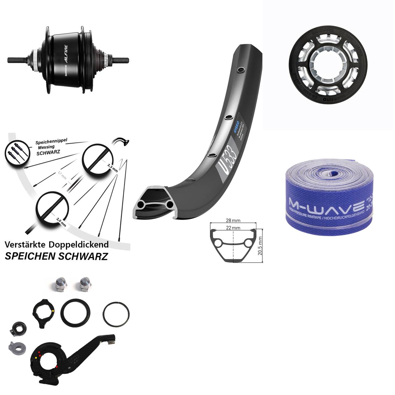 27,5 Zoll Hinterrad Shimano Alfine 8 Gang Centerlock DT Swiss U533