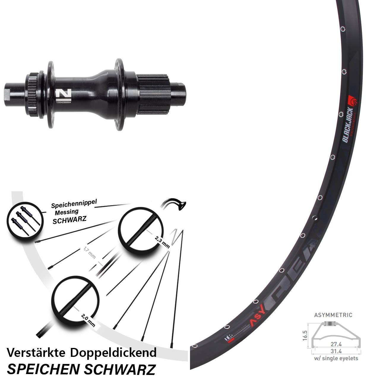 Disc Laufrad 650B Rodi Ready 27 Novatec D792SB Shimano Micro Spline 12x142