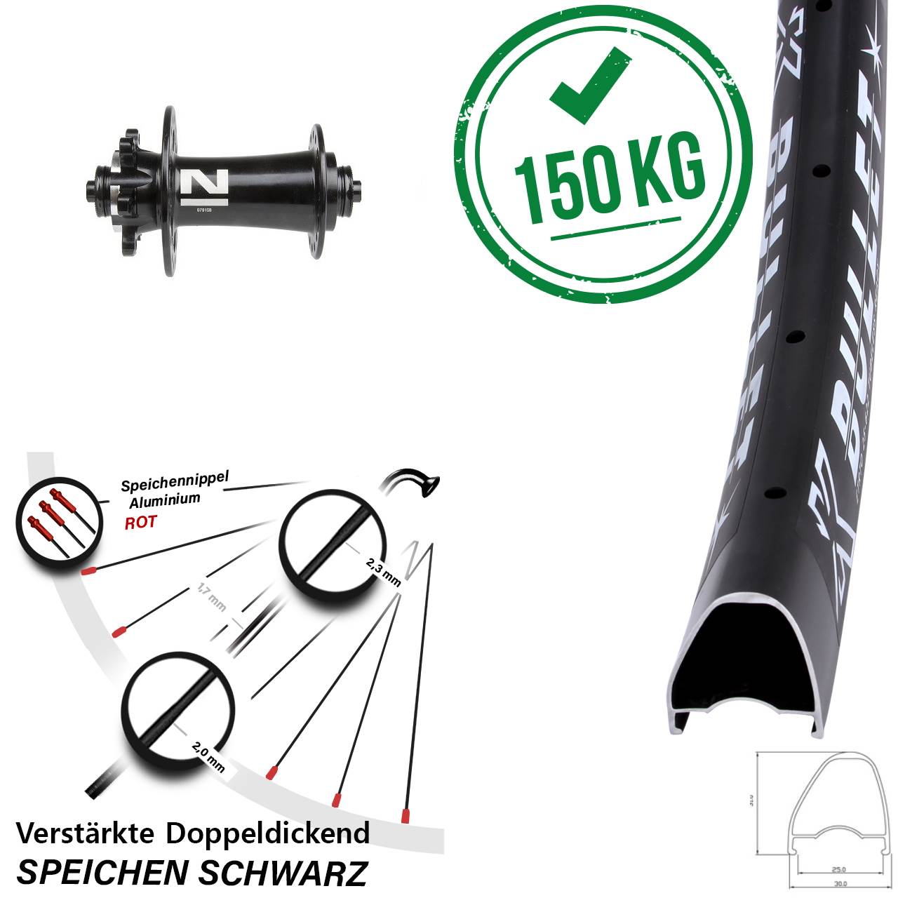 29 Zoll KX Bullet OS Novatec D791 Vorderrad 6-Loch QR