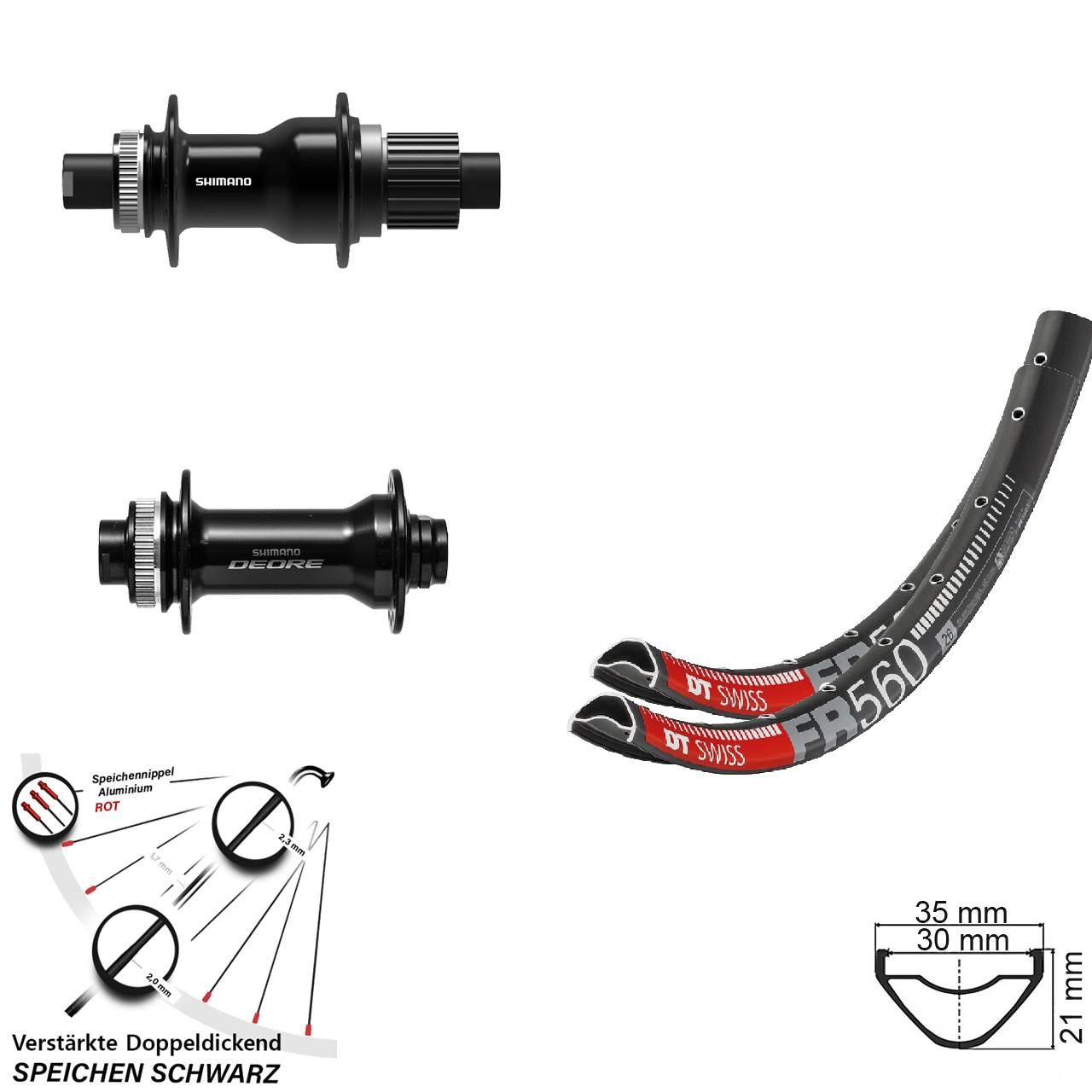 Disc Laufradsatz Boost 26 Zoll DT Swiss FR560 Shimano Deore FH-TC500-B Micro Spline