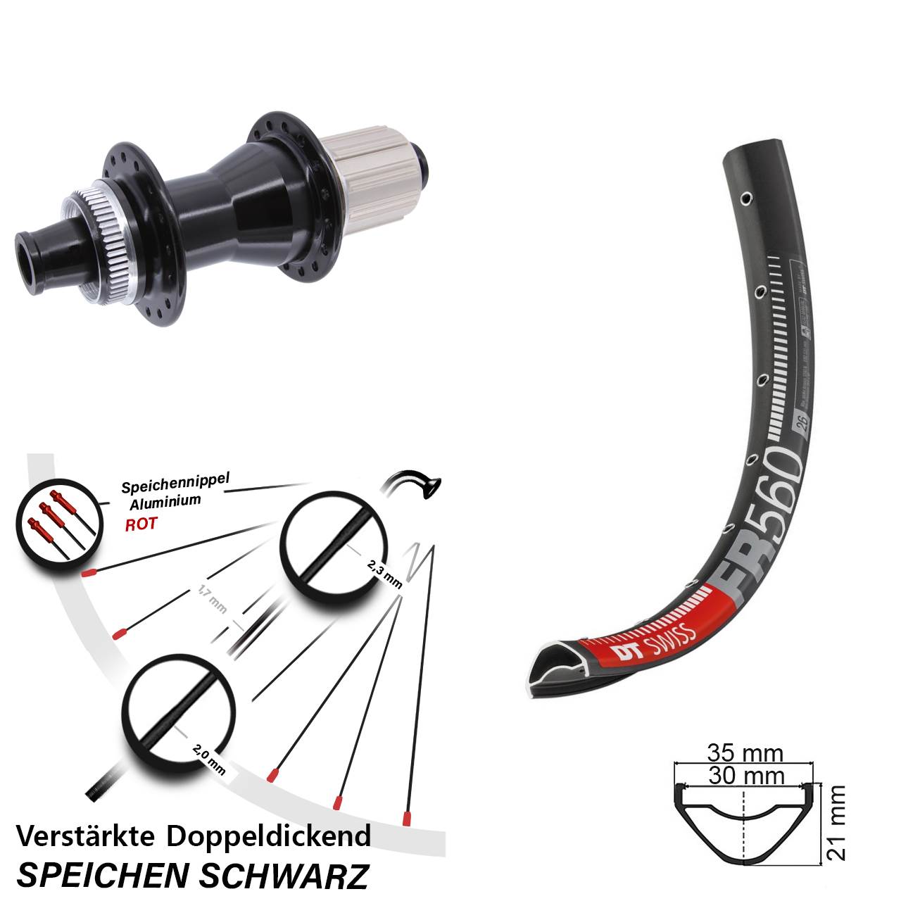 Centerlock Hinterrad 12x142 26 Zoll DT Swiss FR560 Novatec CL142 8-12 fach HG
