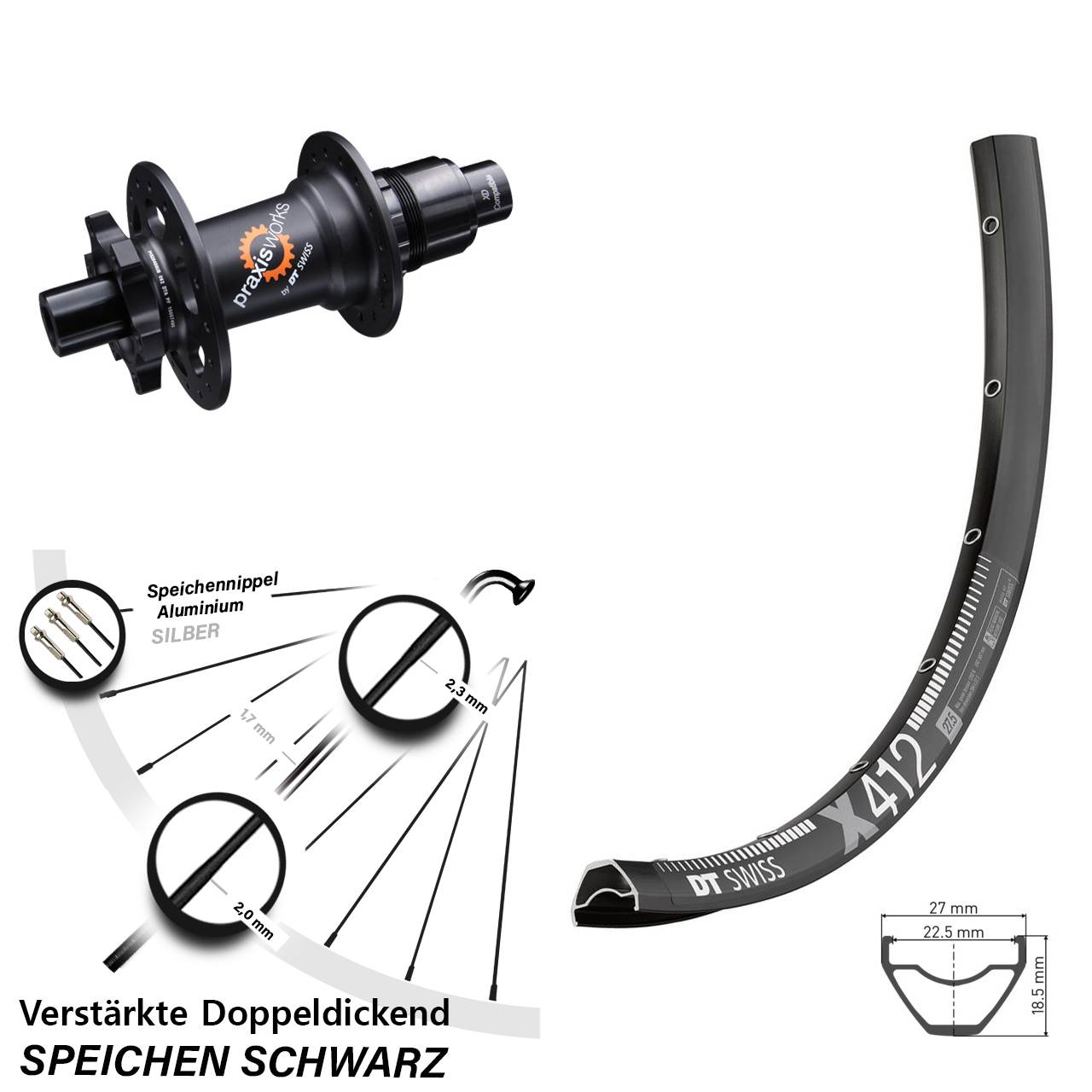 Disc 29 Zoll Laufrad DT Swiss X 412-350 SL SRAM XD 12x142