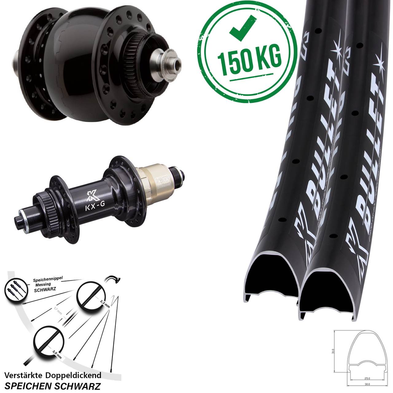 KX-G Bullet OS SON 28 29 Zoll Laufradsatz Centerlock für Schnellspanner XDR 11-12 fach