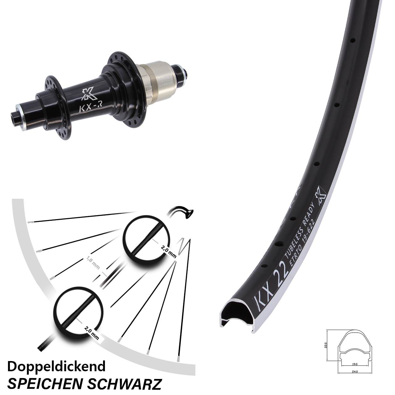 Hinterrad 28 Zoll KX 22 KX-R QR XDR