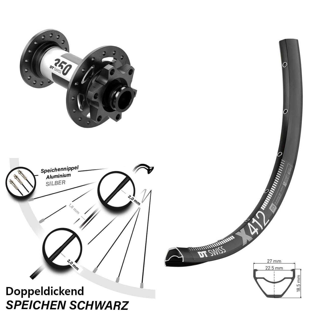 DT Swiss X 412 DT Swiss 350 28-29 Zoll Disc Laufrad 15x110 Boost