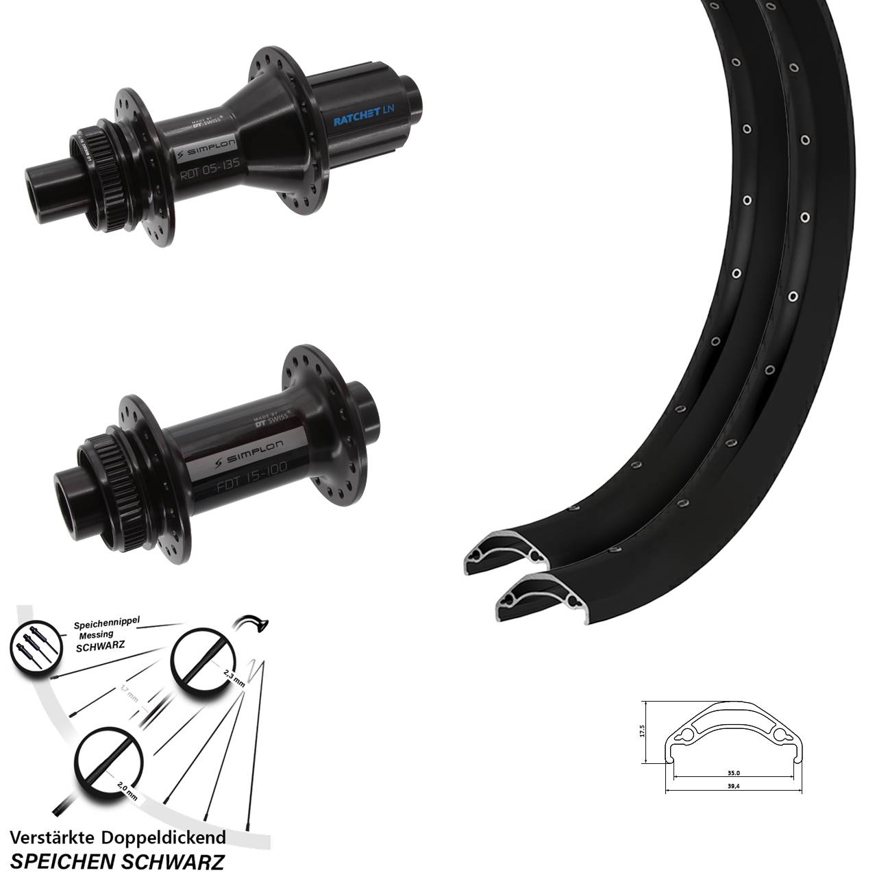 Ryde Disc 35 DT Swiss 370 Hybrid 29 Zoll Centerlock Laufradsatz 15x100 12x142 8-11 fach