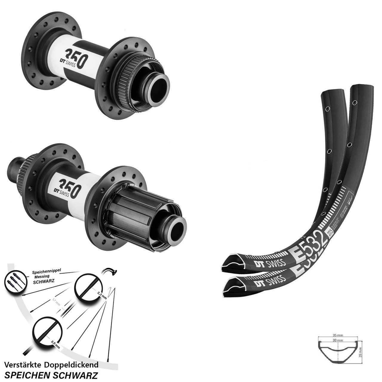 Centerl. Laufradsatz 27,5 Zoll DT Swiss E 532-350 8-11 fach 15x110 12x148