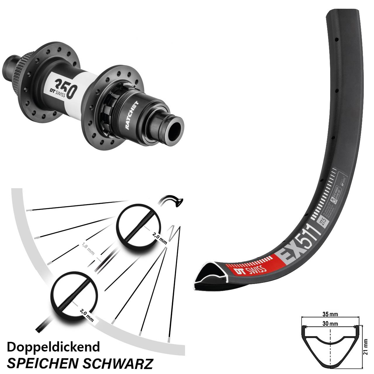 Hinterrad Centerlock 12x142 29 Zoll DT Swiss EX511-350 XD 11-12 fach