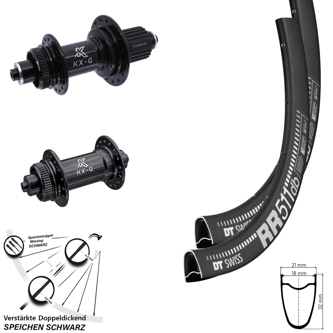 Laufradsatz Disc QR 28 Zoll DT Swiss RR511 KX-GS Heavy Duty Shimano Micro Spline