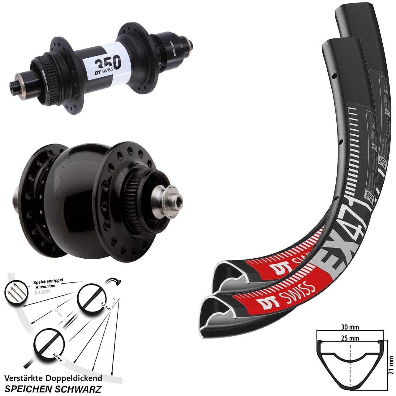 Laufradsatz Centerlock QR 27,5 Zoll DT Swiss EX 471 DT Swiss 350 SON 28 SRAM XD