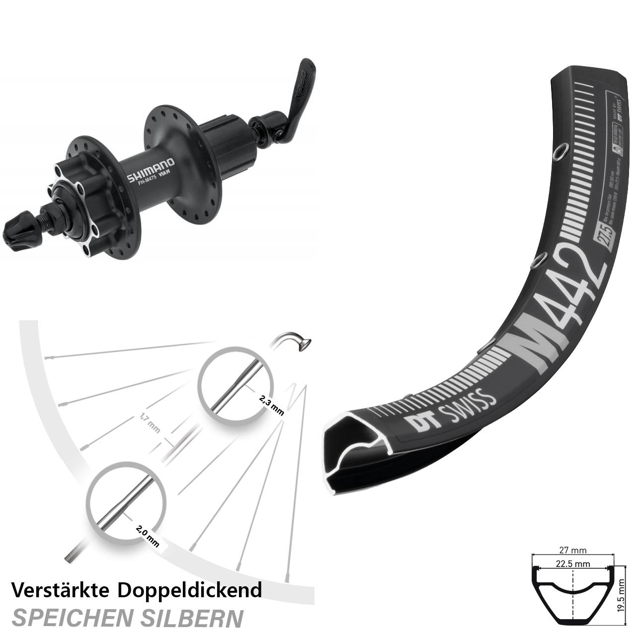 Hinterrad 6-Loch 28-29 Zoll DT Swiss M442 Shimano Alivio 8-11 fach für Schnellspanner