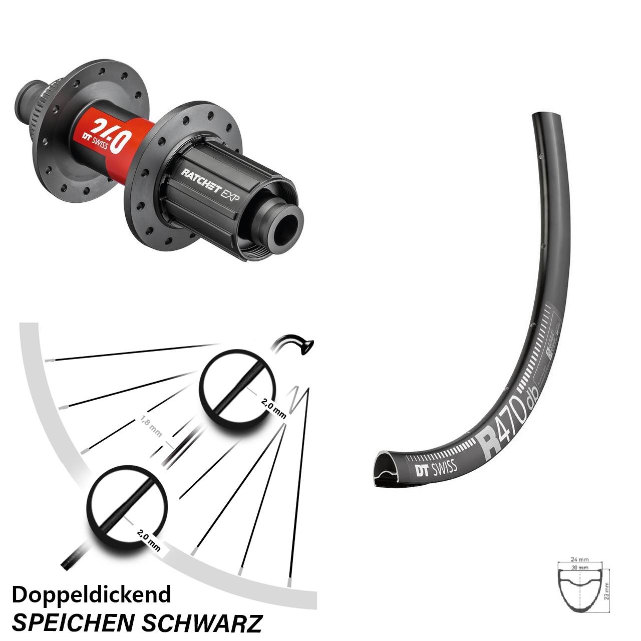 28 Zoll Laufrad DT Swiss 240 EXP Road Centerlock R 470 Steckachse 11-fach