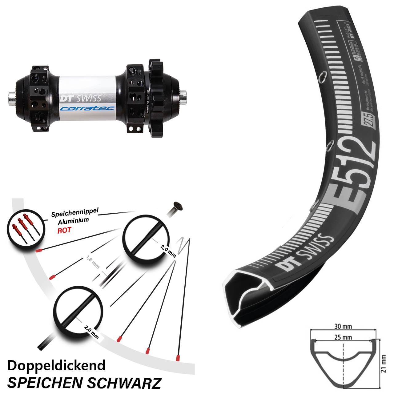 Vorderrad 29 Zoll DT Swiss E 512 und X-1900