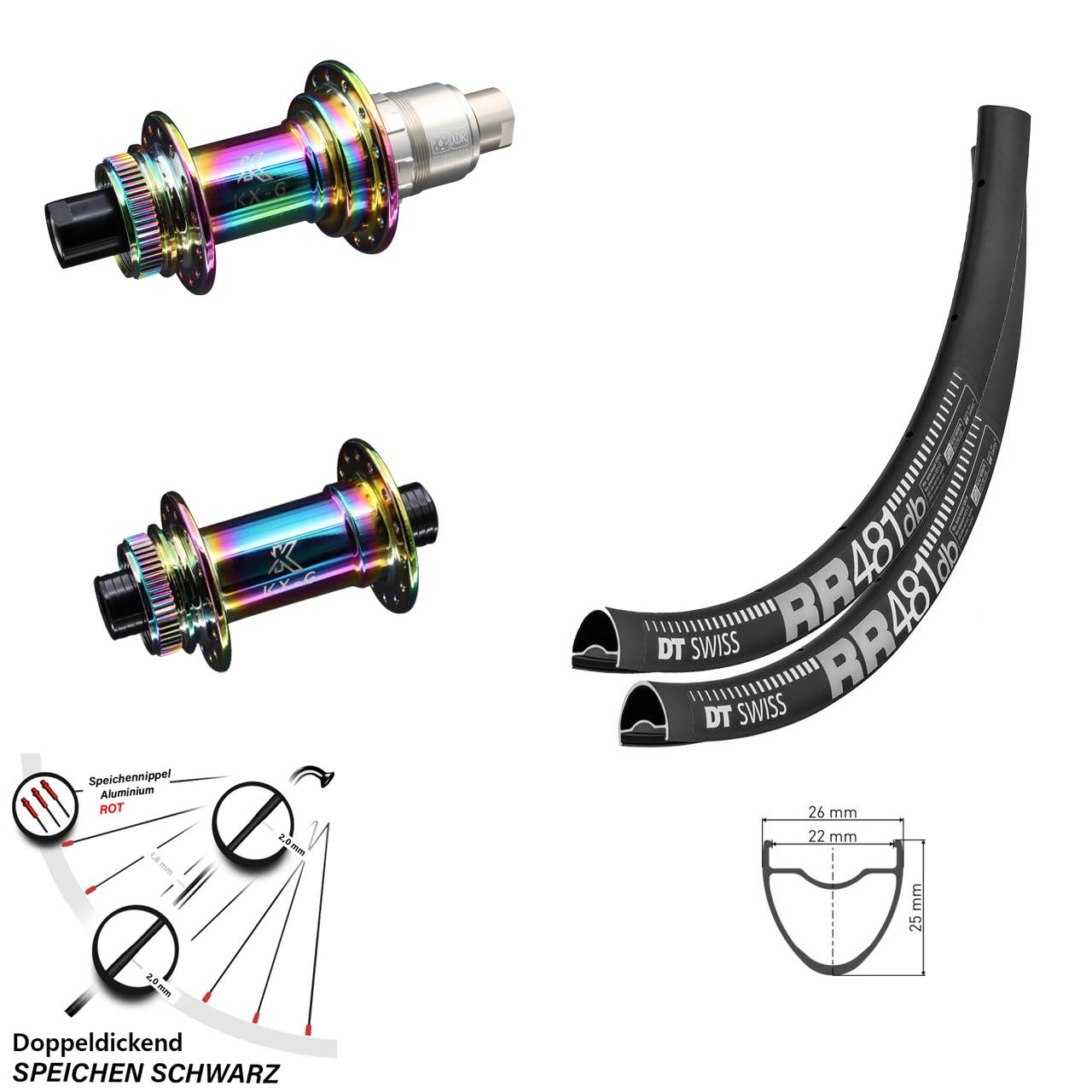 DT Swiss RR 481 28 Zoll Laufradsatz KX-Gravel Oilslick Sram XDR Centerlock Steckachse