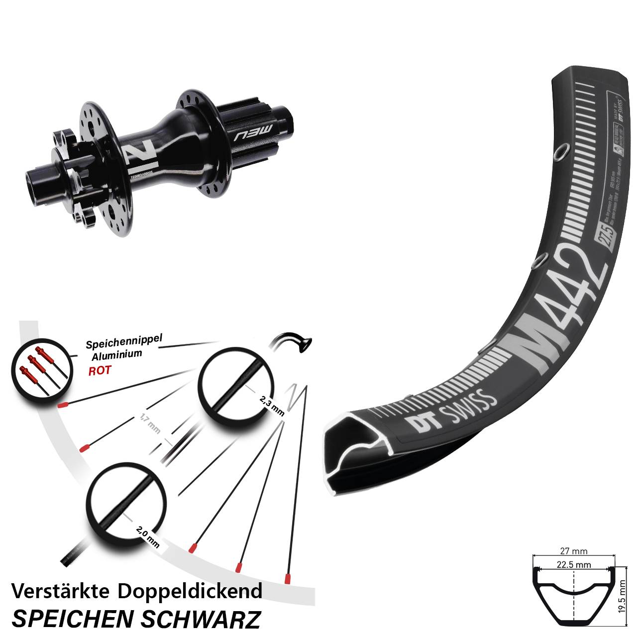 Disc Hinterrad 12x142 28-29 Zoll DT Swiss M442 Novatec D792 Campagnolo N3W
