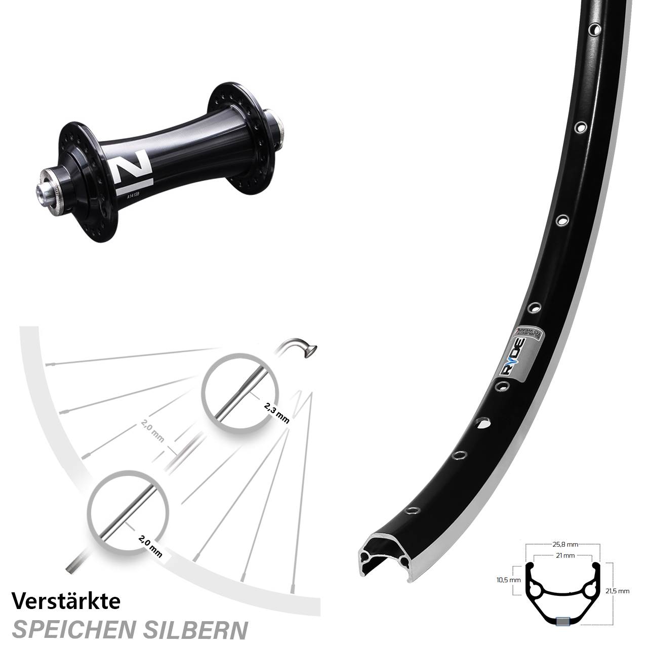 28 Zoll Laufrad Ryde ZAC 421 Novatec A141SB