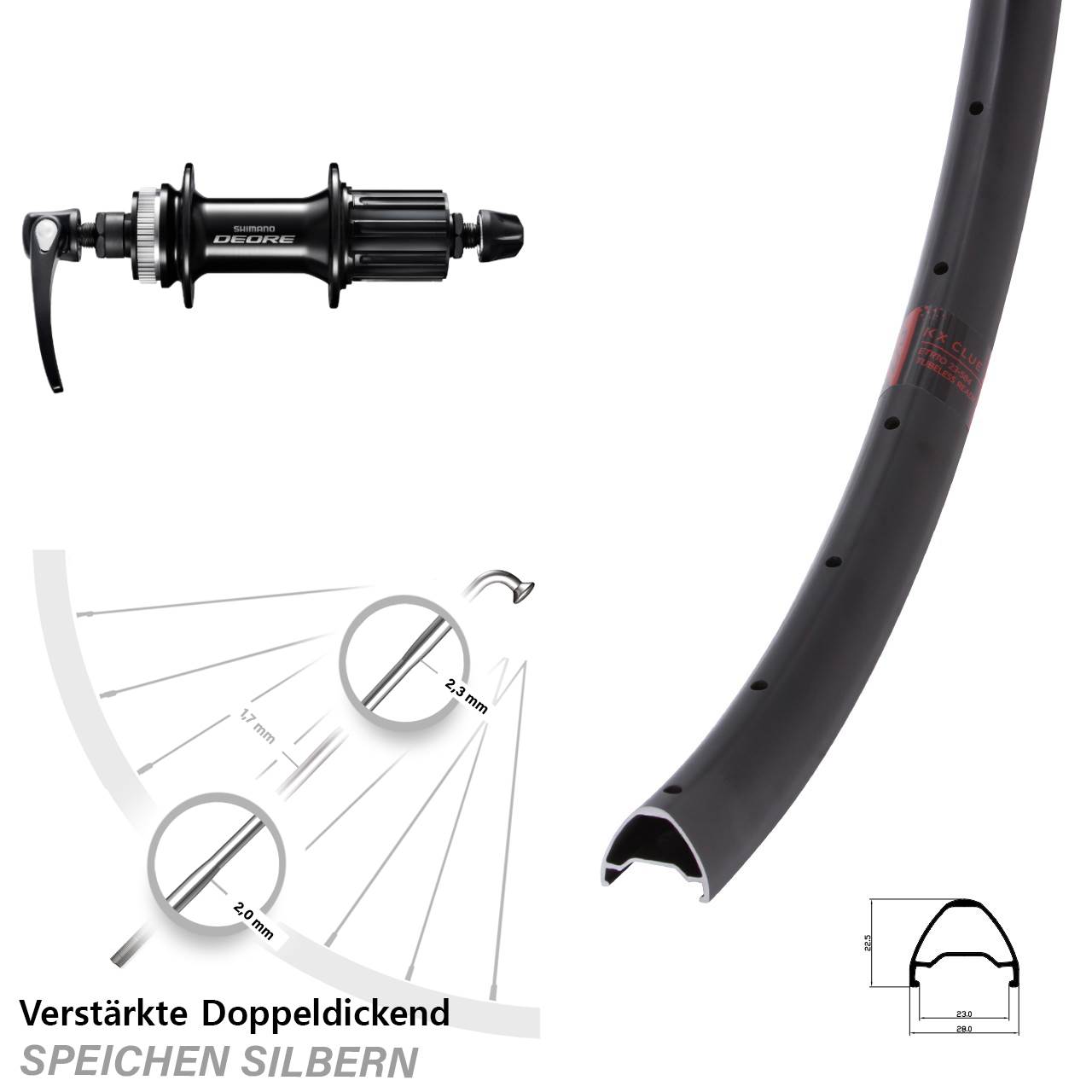 Disc Laufrad 28-29 Zoll KX Clue Shimano Deore 8-11 fach QR
