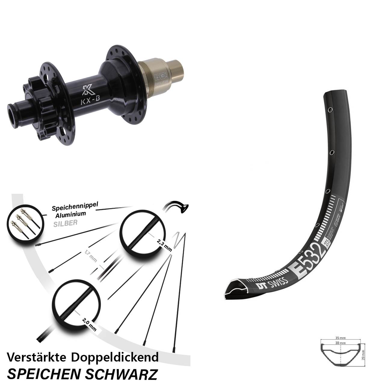 Disc Laufrad 29 Zoll DT Swiss E 532 KX-B XD 12x148 Boost